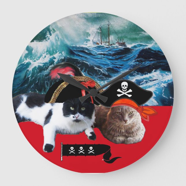 PIRAT KAT OCH FRAKT I HAVSSTORMEN, Nautisk Stor Klocka (Framsida)