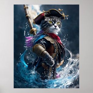 Pirat Kattens vattenväg Äventyr - 8 000 fotorealis Poster