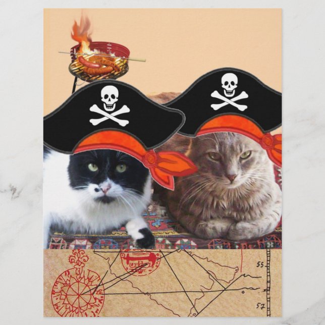 PIRAT KATTER OCH ANTIQUE PIRATER TREASURE KARTOR (Framsida)