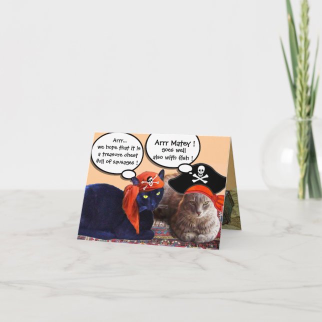 PIRAT KATTER OCH ANTIQUE PIRATER TREASURE KARTOR KORT (Framsida)