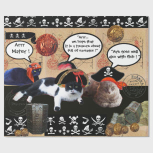 PIRAT KATTER OCH ANTIQUE PIRATER TREASURE KARTOR PRESENTPAPPER