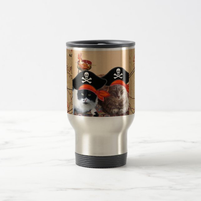 PIRAT KATTER OCH ANTIQUE PIRATER TREASURE KARTOR RESEMUGG (Center)
