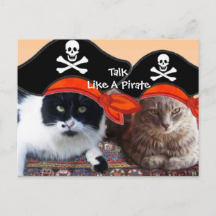 PIRAT KATTER OCH ANTIQUE PIRATER TREASURE KARTOR VYKORT