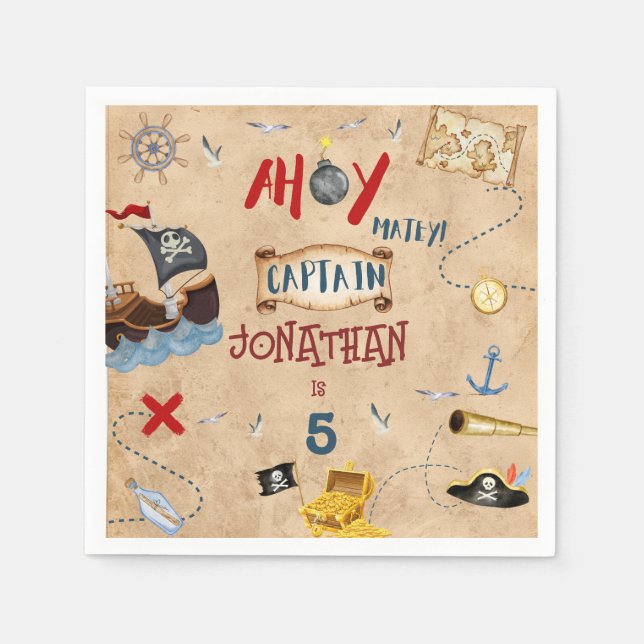 Pirat Kids pirat party födelsedag Pappersservett (Framsidan)