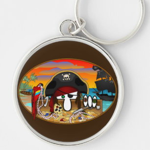 Pirat Kilroy Keychain Rund Silverfärgad Nyckelring