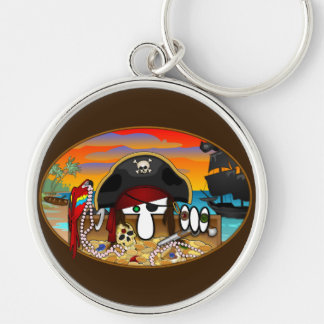 Pirat Kilroy Keychain Rund Silverfärgad Nyckelring