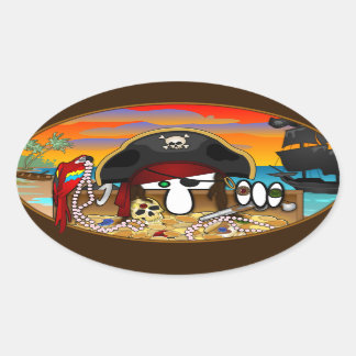 Pirat Kilroy Oval Sticker Ovalt Klistermärke