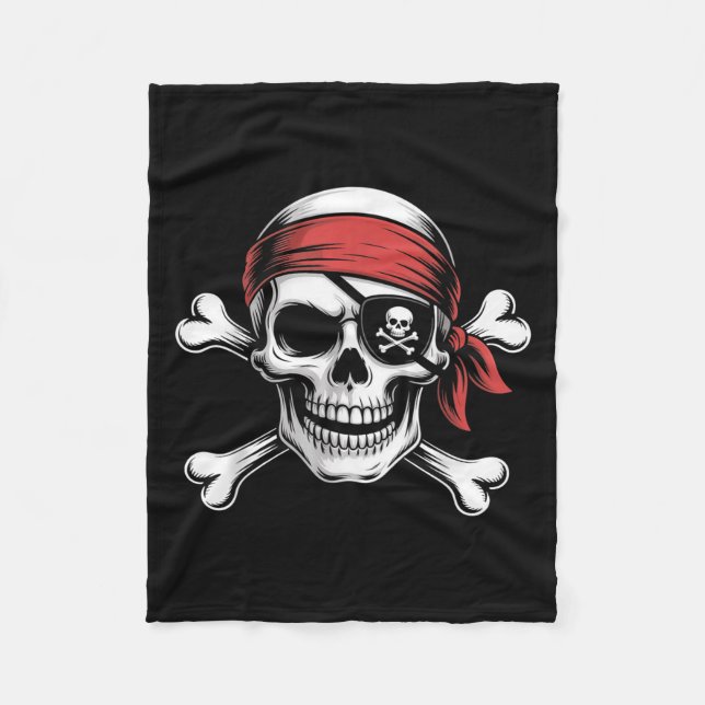 Pirat Lazy Skull Bandana Halloween Costume Manar B Fleecefilt (Framsidan)