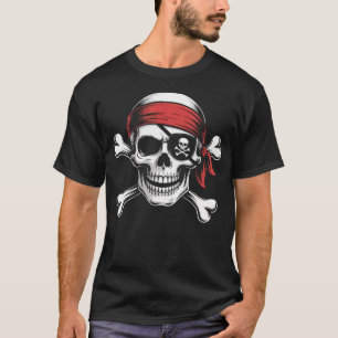 Pirat Lazy Skull Bandana Halloween Kostym Män Bo T Shirt