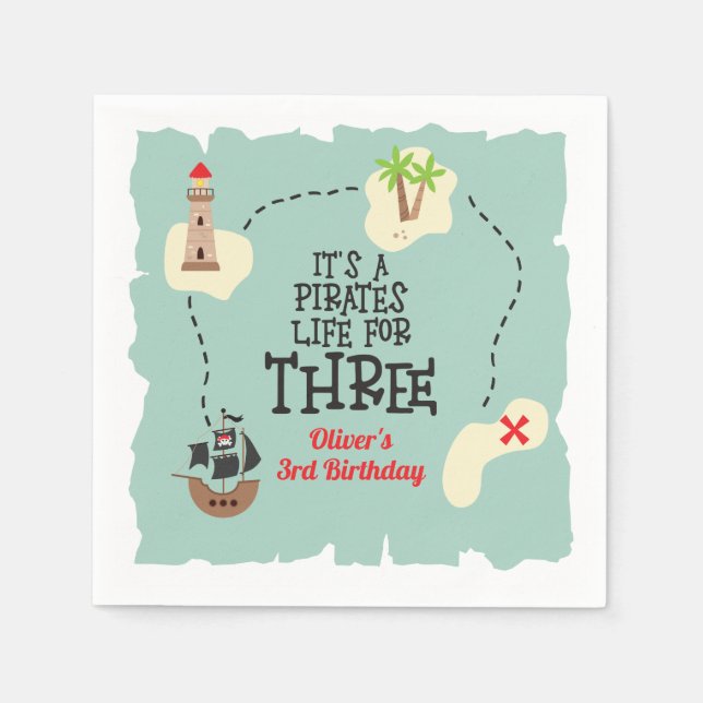 Pirat lever under 3:e födelsedagen pappersservett (Framsidan)