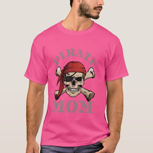 Pirat Mamma Flagga Skull Crossbone Funny Mor Matc T Shirt (Framsida)