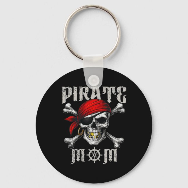 Pirat Mamma Jolly Roger Flagga och Skull Crossbone Nyckelring (Framsida)