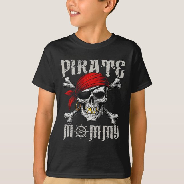 Pirat Mamma Jolly Roger Flagga och Skull-korsben T Shirt (Framsida)