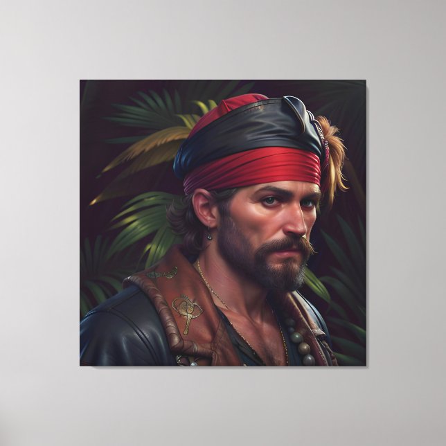 Pirat Man Red Band Tropical Canvastryck (Framsida)