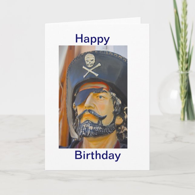Pirat med Beard och Öga Patch Birthday Card Kort (Framsida)