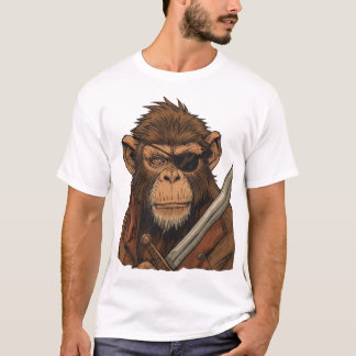 Pirat Monkey with Sword - Bold Äventyr Art T Shirt