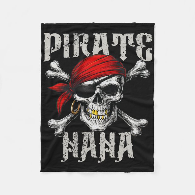 Pirat Nana Jolly Roger Flagga och Skullben Fleecefilt (Framsidan)