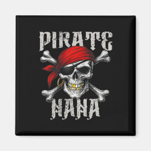 Pirat Nana Jolly Roger Flagga och Skullben Magnet