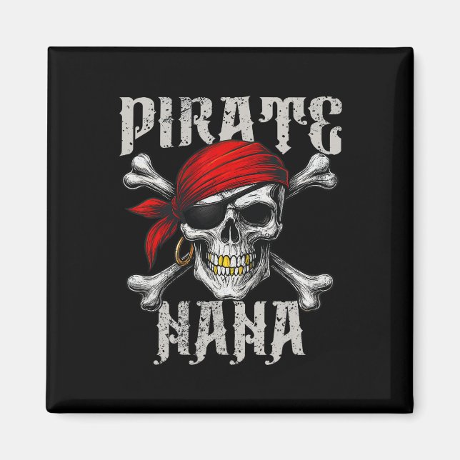 Pirat Nana Jolly Roger Flagga och Skullben Magnet (Framsidan)