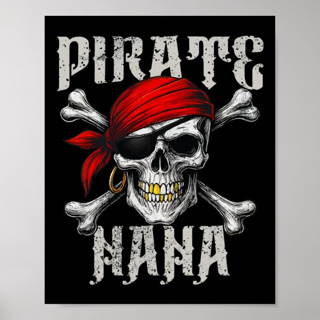 Pirat Nana Jolly Roger Flagga och Skullben Poster (Framsidan)