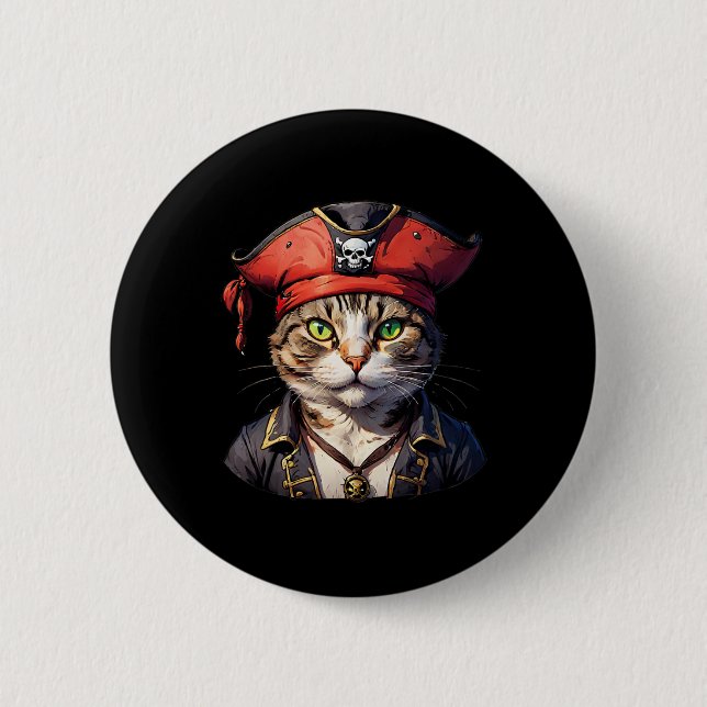 Pirat och katt Kattdjuret Buccaneer Knapp (Framsida)