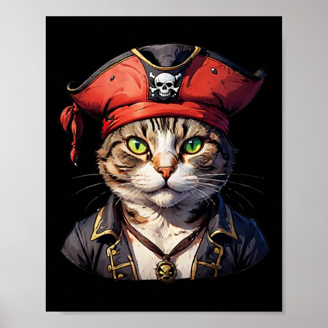 Pirat och katt Kattdjuret Buccaneer Poster (Framsidan)