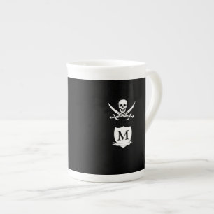 Pirat och monogram benporslin mugg