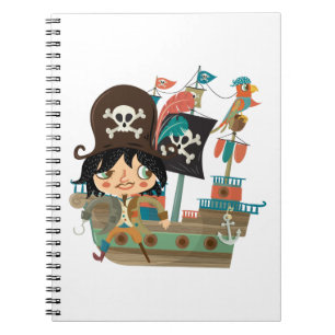Pirat och piratfrakt anteckningsbok med spiral