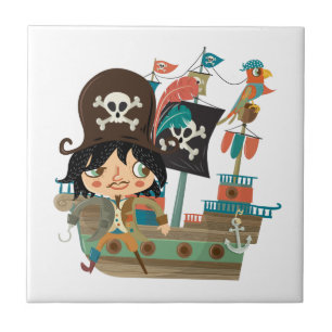 Pirat och piratfrakt kakelplatta