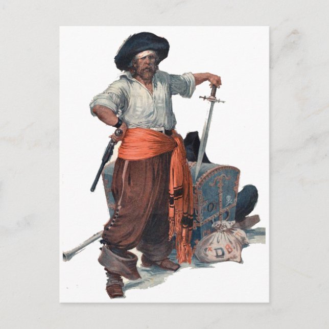 Pirat och skatt vykort (Framsida)