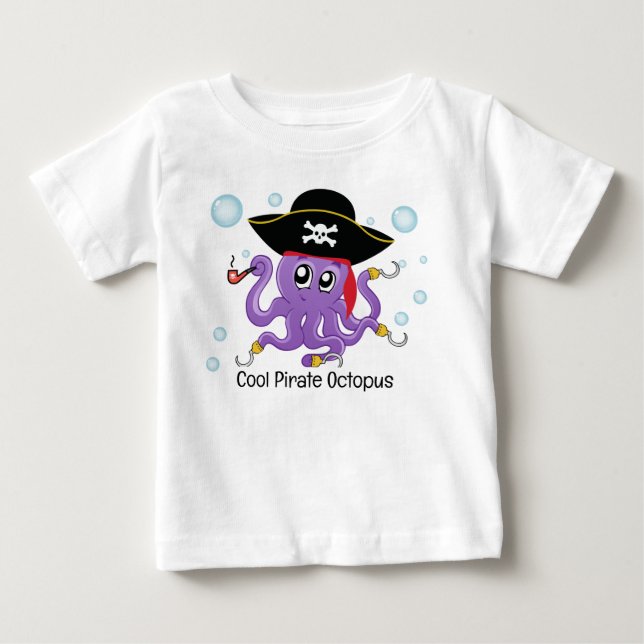 Pirat Octopus Födelsedagsfest Gift Pojke TShirt T Shirt (Framsida)