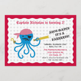 Pirat Octopus Födelsedagsfest inbjudan