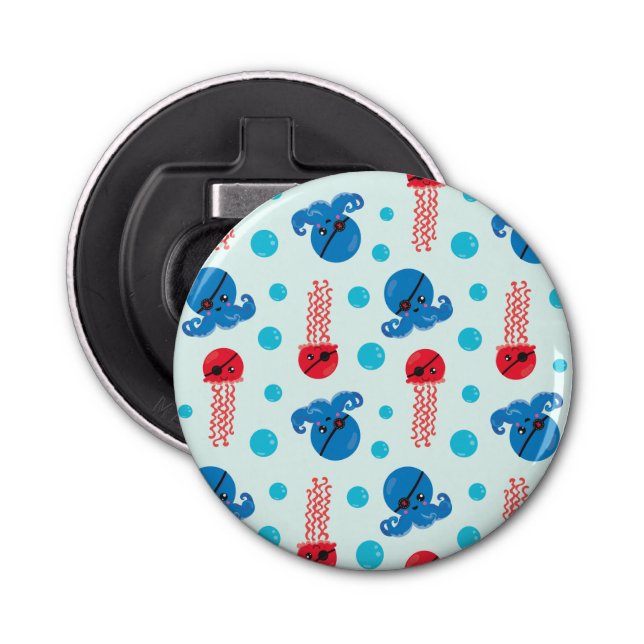 Pirat Octopus, Jellyfish Pirat, Sea Animals Flasköppnare (Framsidan)