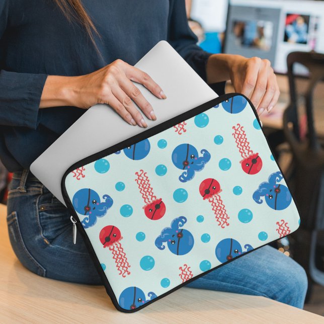 Pirat Octopus, Jellyfish Pirat, Sea Animals Laptop Fodral (Skapare uppladdad)