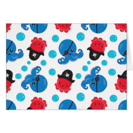 Pirat, Octopus, Octopus Mönster, Sea Animals Hälsningskort