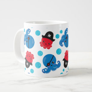 Pirat, Octopus, Octopus Mönster, Sea Animals Jumbo Mugg