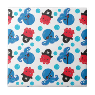 Pirat, Octopus, Octopus Mönster, Sea Animals Kakelplatta