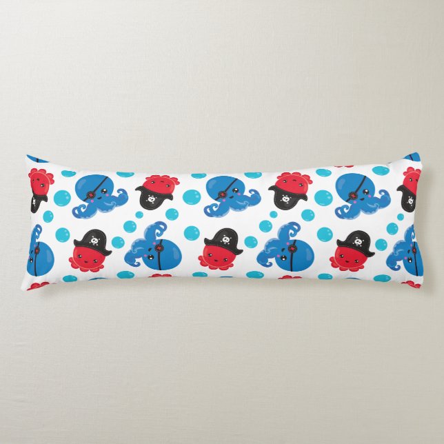 Pirat, Octopus, Octopus Mönster, Sea Animals Kroppskudde (Framsidan)