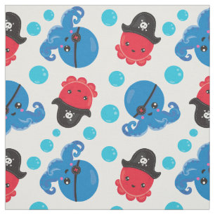 Pirat, Octopus, Octopus Mönster, Sea Animals Tyg