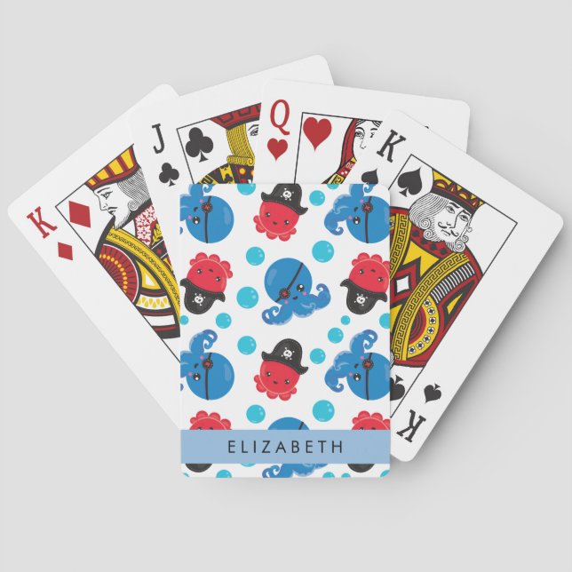 Pirat, Octopus, Octopus Mönster, Sea, Ditt namn Casinokort (Baksidan)