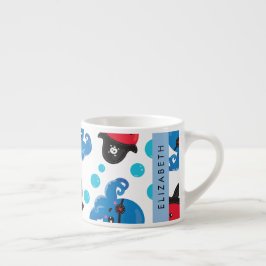 Pirat, Octopus, Octopus Mönster, Sea, Ditt namn Espressomugg