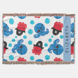 Pirat, Octopus, Octopus Mönster, Sea, Ditt namn Filt