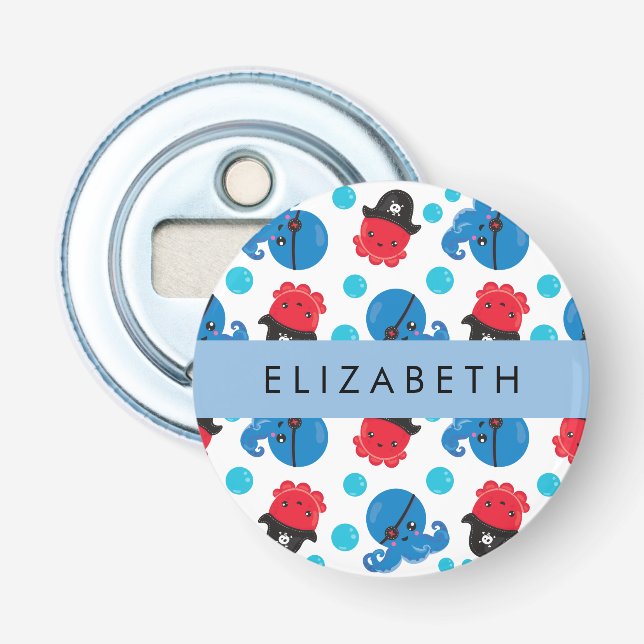 Pirat, Octopus, Octopus Mönster, Sea, Ditt namn Flasköppnare (Framsidan)