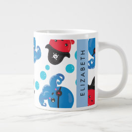 Pirat, Octopus, Octopus Mönster, Sea, Ditt namn Jumbo Mugg