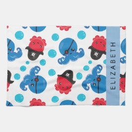 Pirat, Octopus, Octopus Mönster, Sea, Ditt namn Kökshandduk