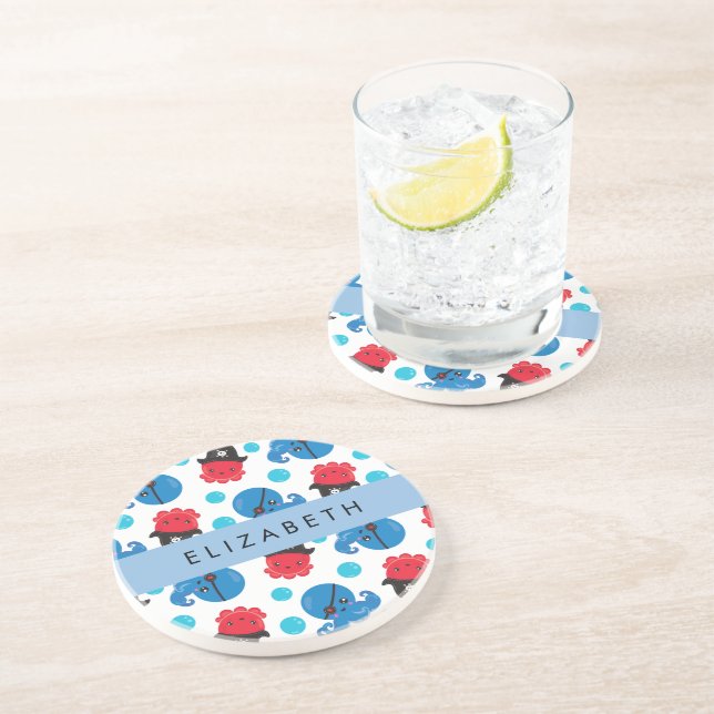 Pirat, Octopus, Octopus Mönster, Sea, Ditt namn Underlägg (Sidan)