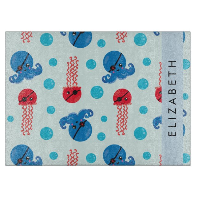 Pirat Octopus, Pirat Jellyfish, Sea, Ditt namn (Framsidan)