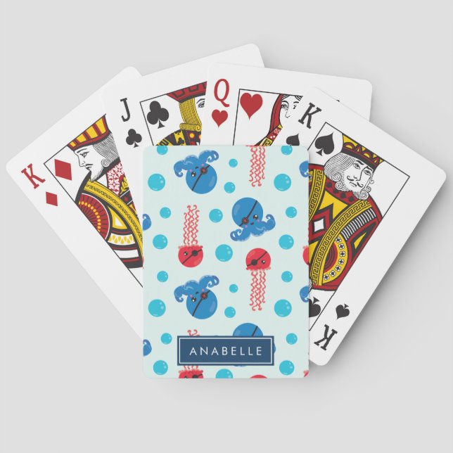 Pirat Octopus, Pirat Jellyfish, Sea, Ditt namn Casinokort (Baksidan)