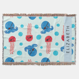 Pirat Octopus, Pirat Jellyfish, Sea, Ditt namn Filt