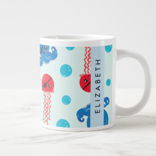 Pirat Octopus, Pirat Jellyfish, Sea, Ditt namn Jumbo Mugg
